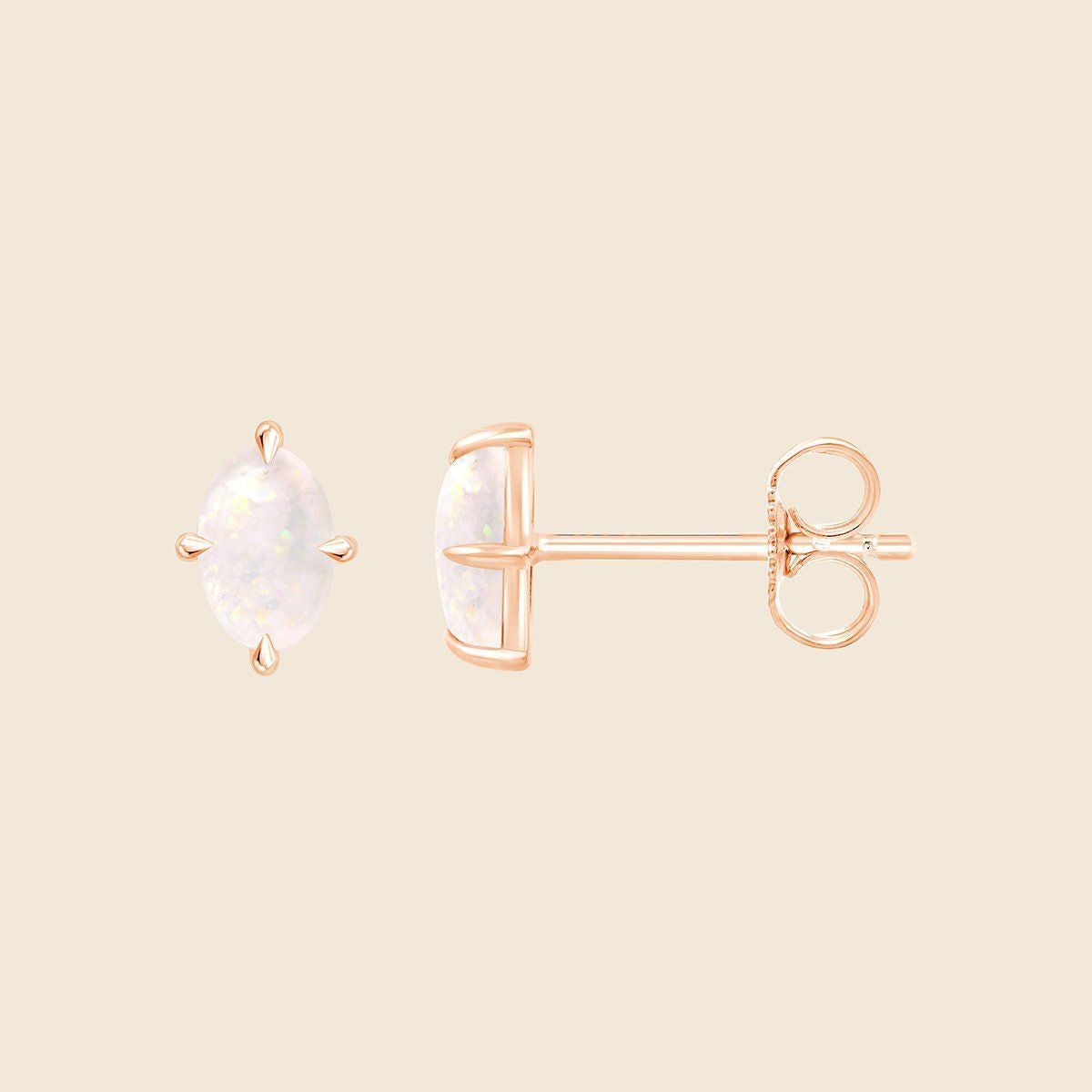 Boho Ohrstecker mit australischem Opal und Lab-Diamanten