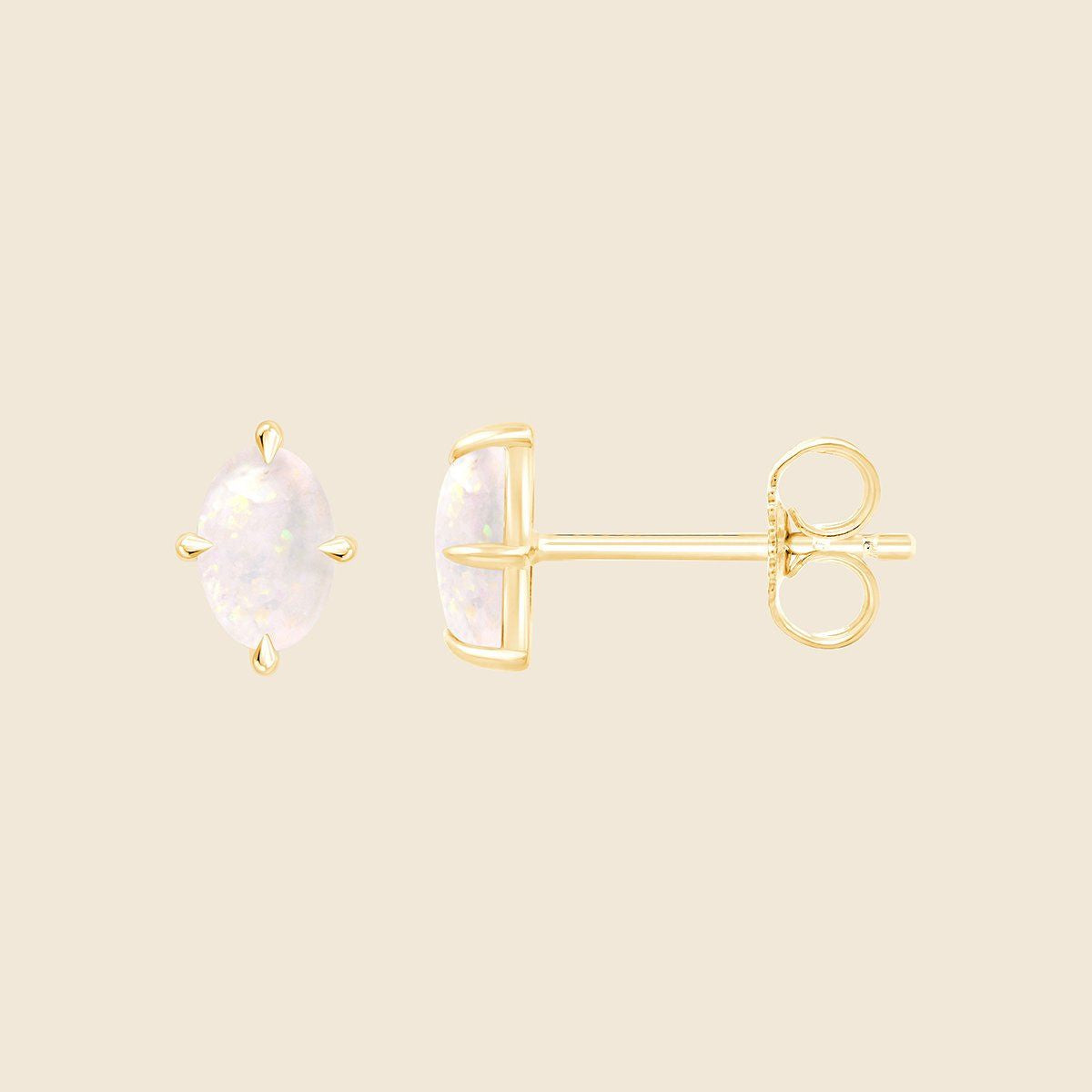 Ohrstecker mit australischem Opal und Lab-Diamanten in recyceltem 14k Gold