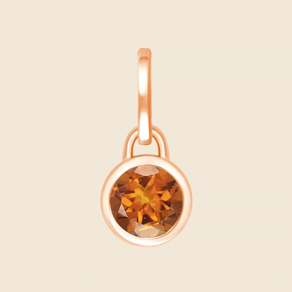 Geburtsstein Anhänger November mit Citrin in 14k Rosegold