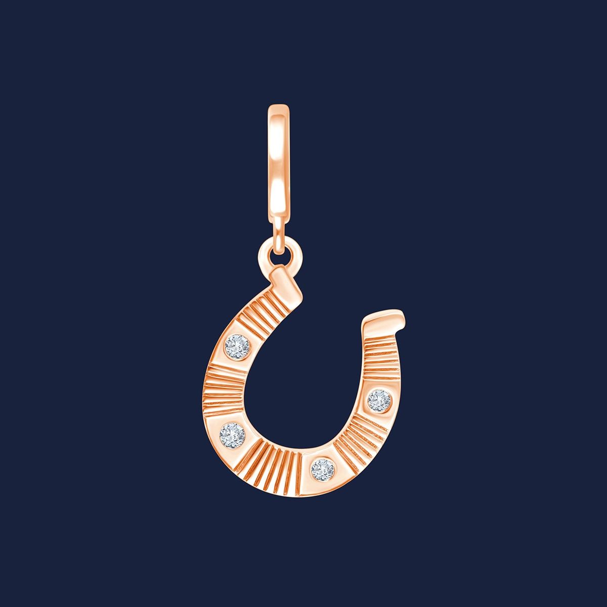 Hufeisen Anhänger mit natürlichen Diamanten in 14k Rosegold