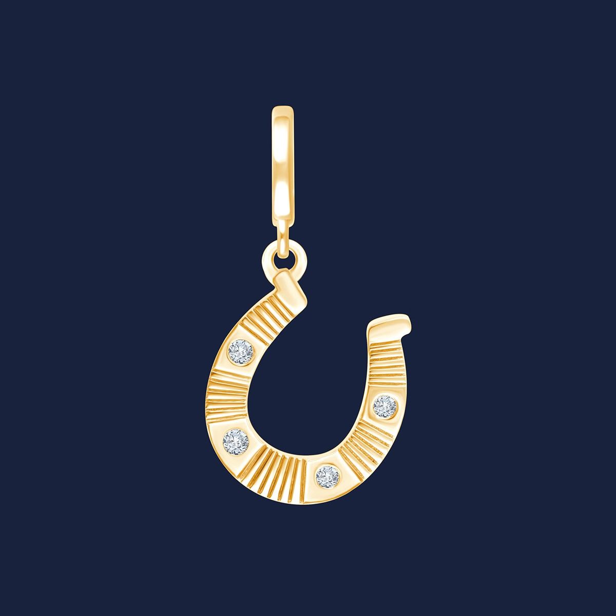Hufeisen Anhänger mit natürlichen Diamanten in 14k Gelbgold