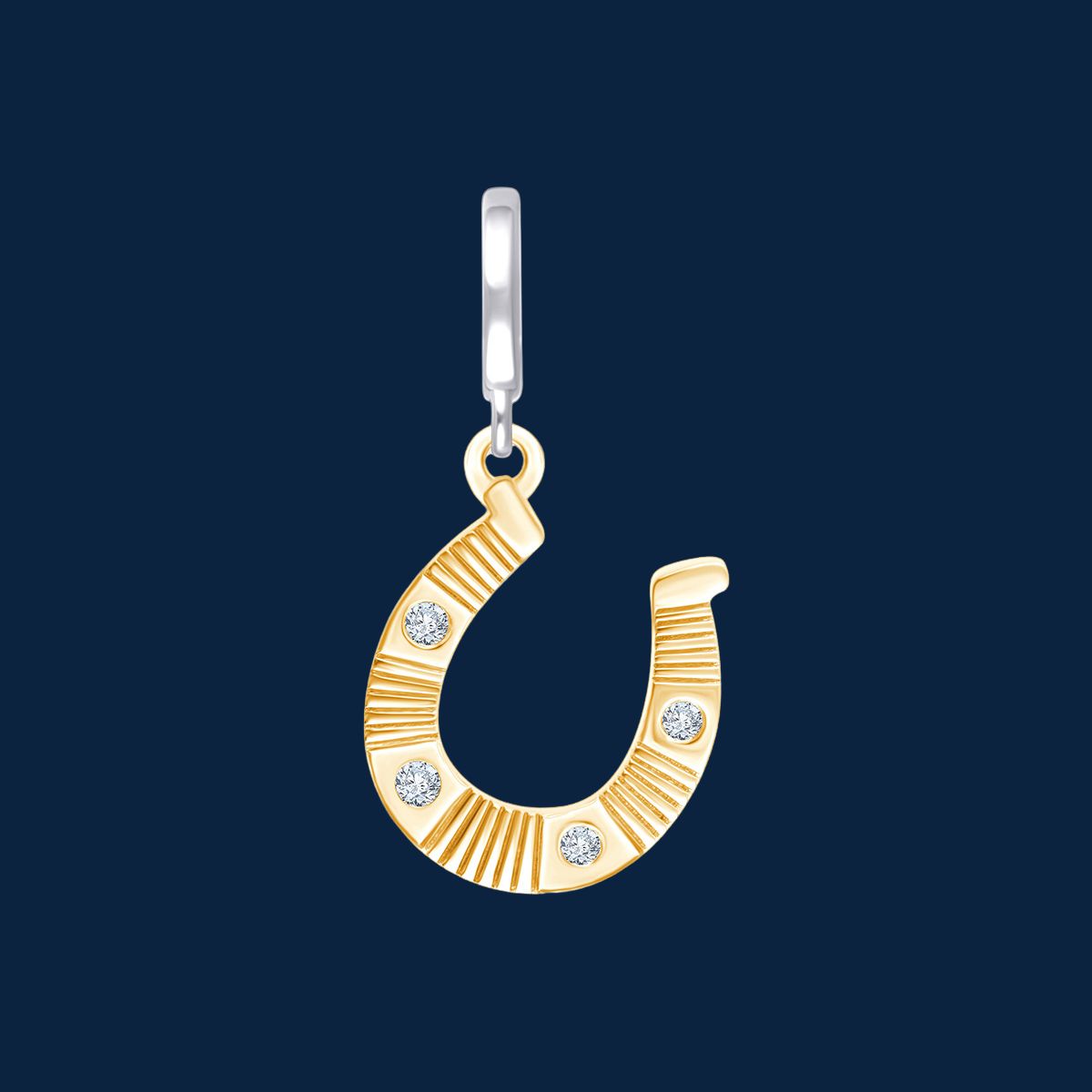 Hufeisen Anhänger mit natürlichen Diamanten in 14k Gelbgold