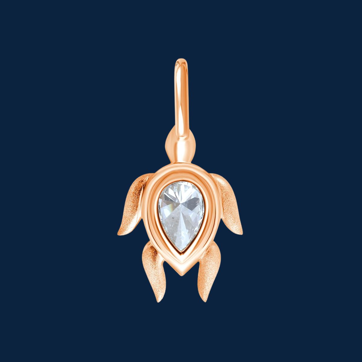 Schildkröte Anhänger mit natürlichem Diamant in 14k Rosegold