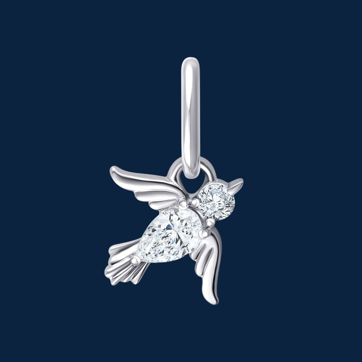 Friedenstaube Anhänger mit natürlichen Diamanten in 14k Weißgold