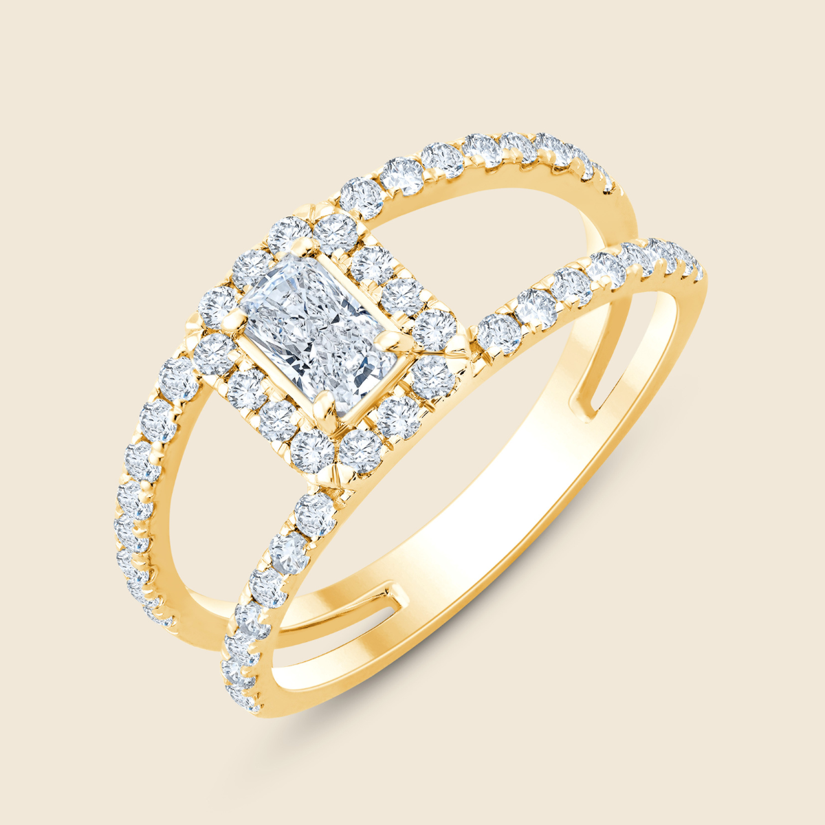 Emerald Micro Halo Custom Ring