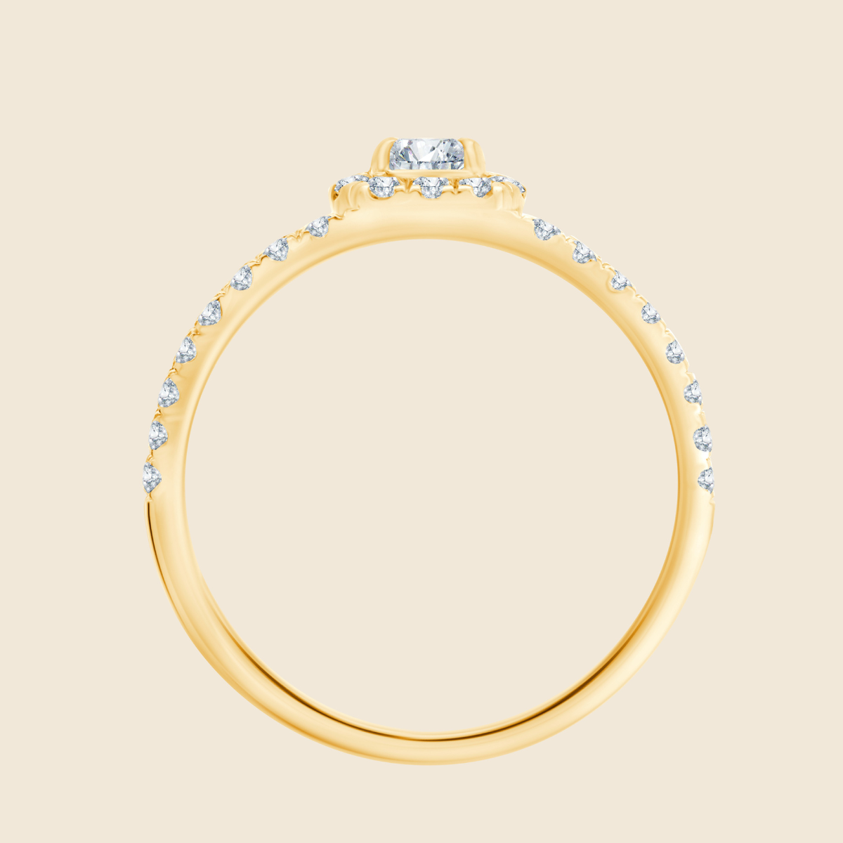 Emerald Micro Halo Custom Ring