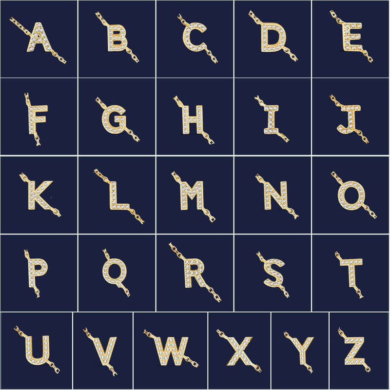 Minimalistische Buchstabenarmbänder mit Diamanten