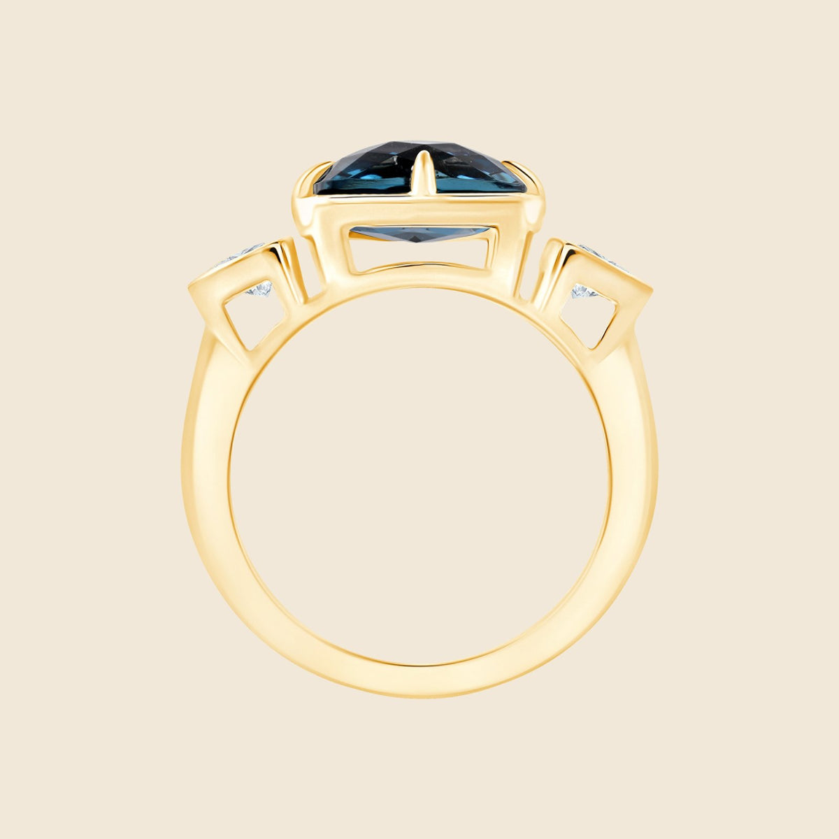 London Blue Topaz Ring in 14k Gelbgold – Frontansicht