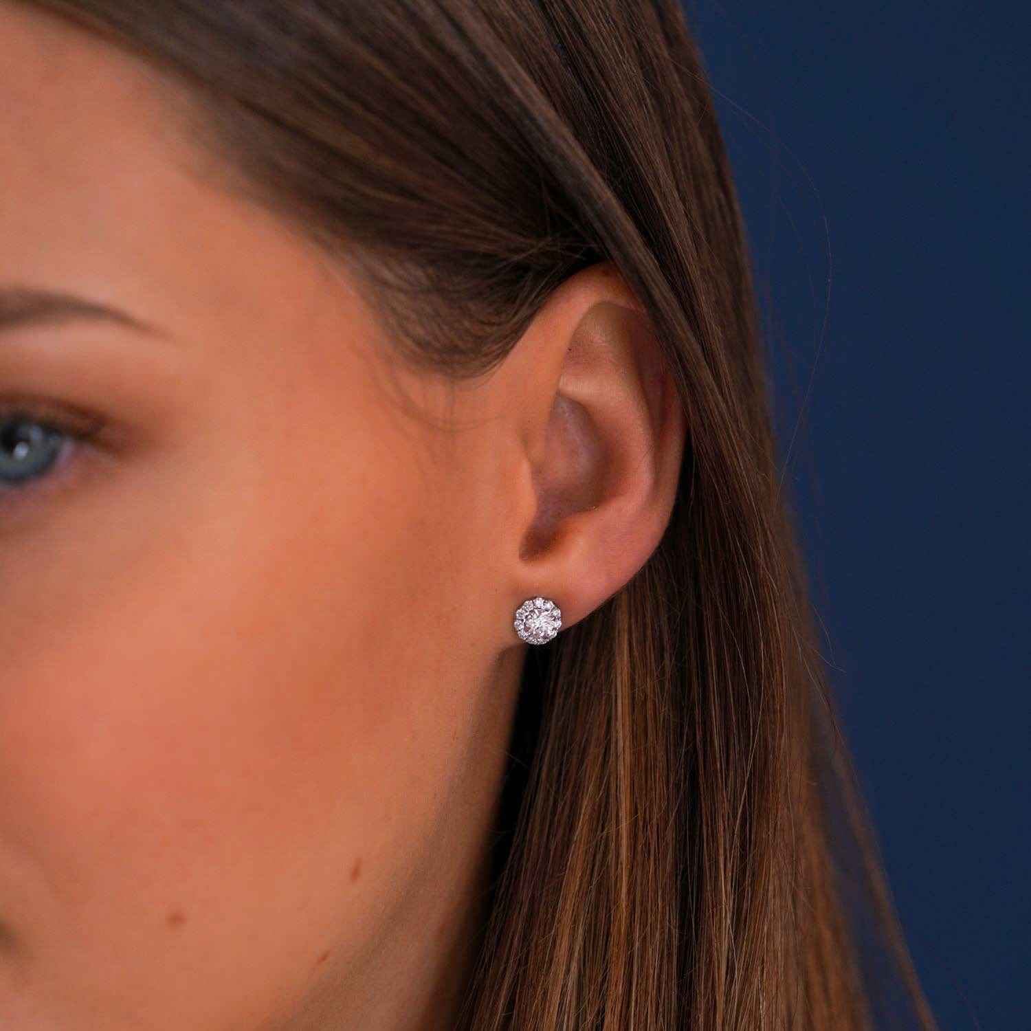 Hyacinth Round Halo Earrings