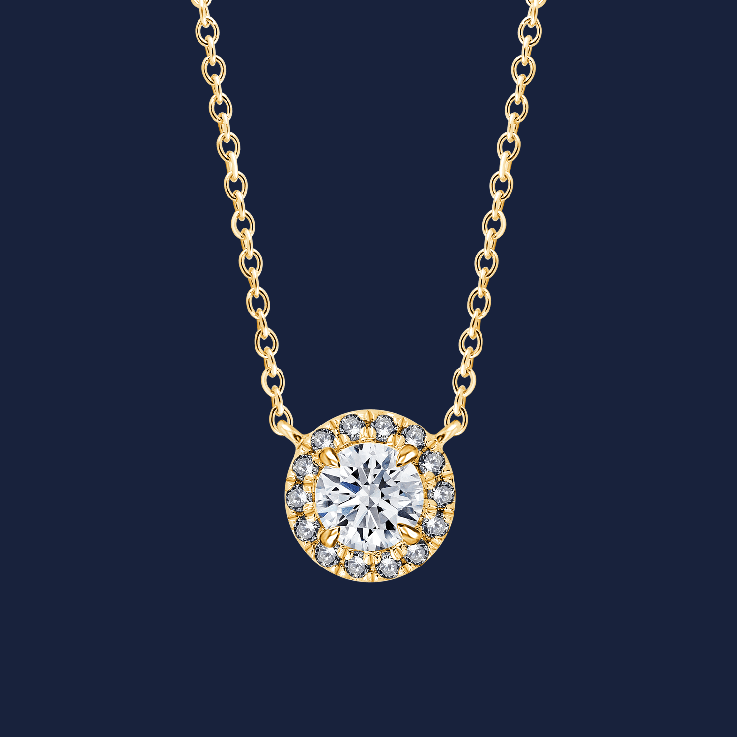 220 Fine Medium Halo necklace Yellow