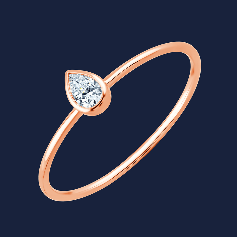 259 pear bezel wire stack ring rose