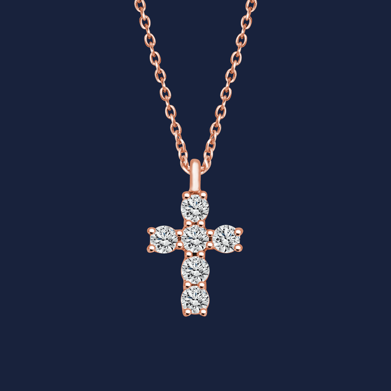 268 petite cross necklace rose