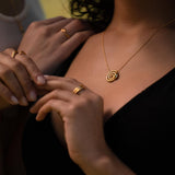 Serpentine Round Necklace and Open Ring