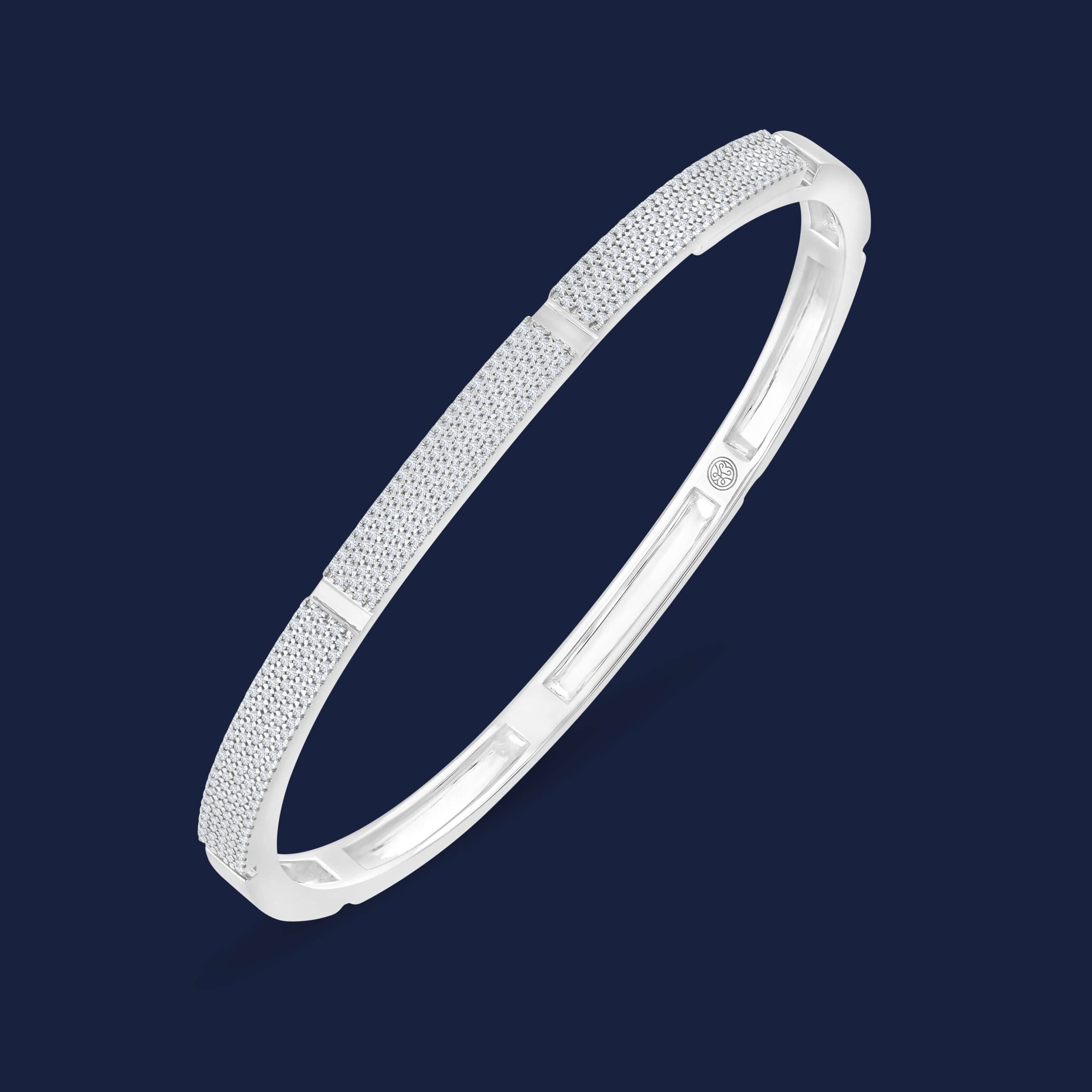 Weißgold Diamant Armreif aus handgefertigtem 14-karätigem Gold