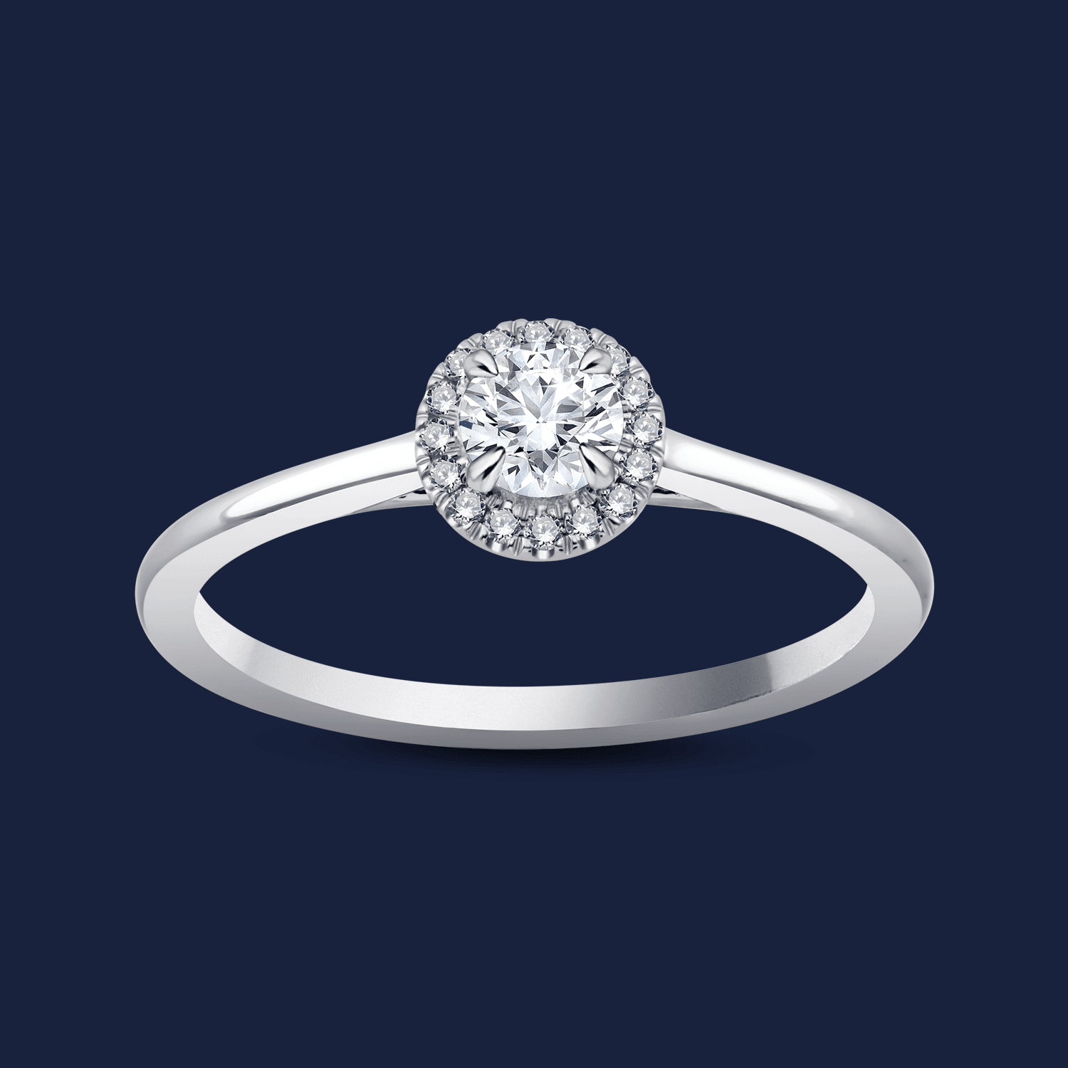 Cathedral Halo Round Ring