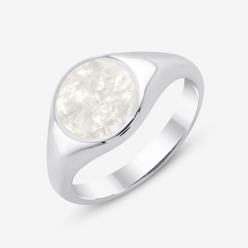 Ceramic Snow Disc Signet Ring