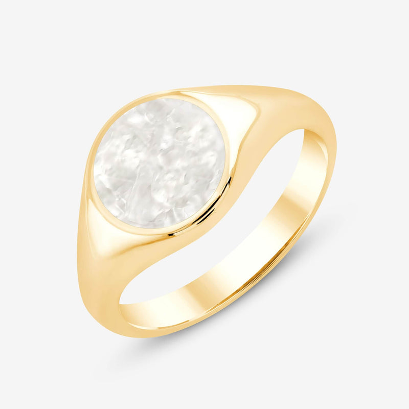 Ceramic Snow Disc Signet Ring
