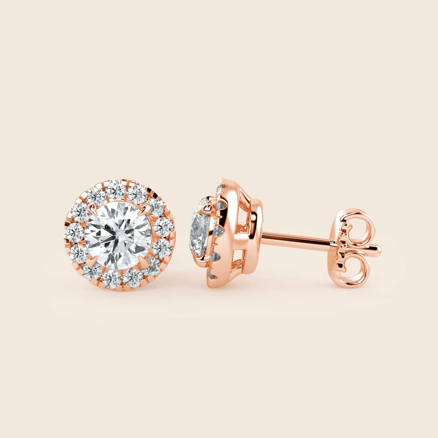 Round Micro Hyacinth Halo Ohrringe Rose
