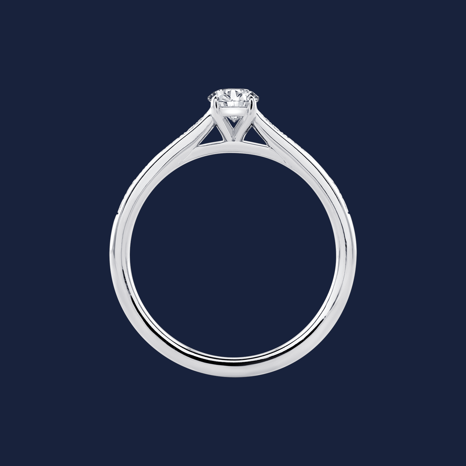 Eleganter Ring in Weißgold mit natürlichen Diamanten im Rundschliff von vorne