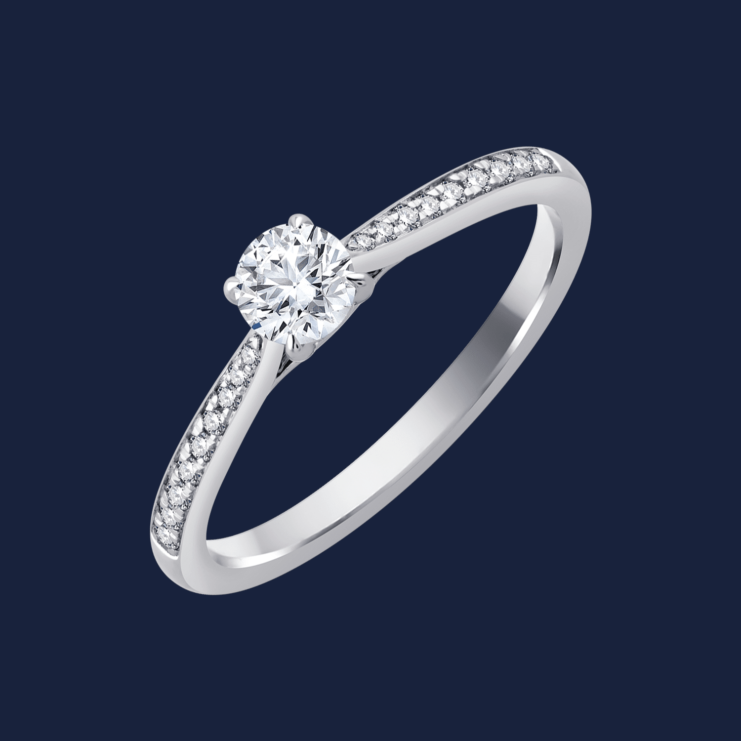 Eleganter Ring in Weißgold mit natürlichen Diamanten im Rundschliff