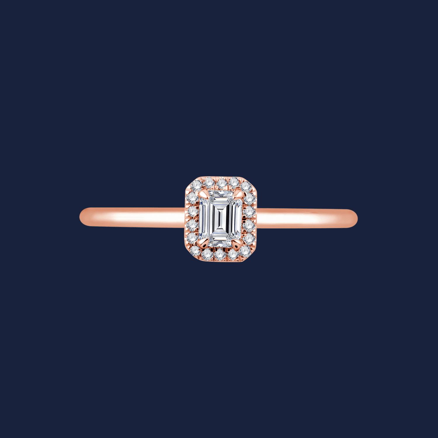 Cathedral Halo Emerald Ring