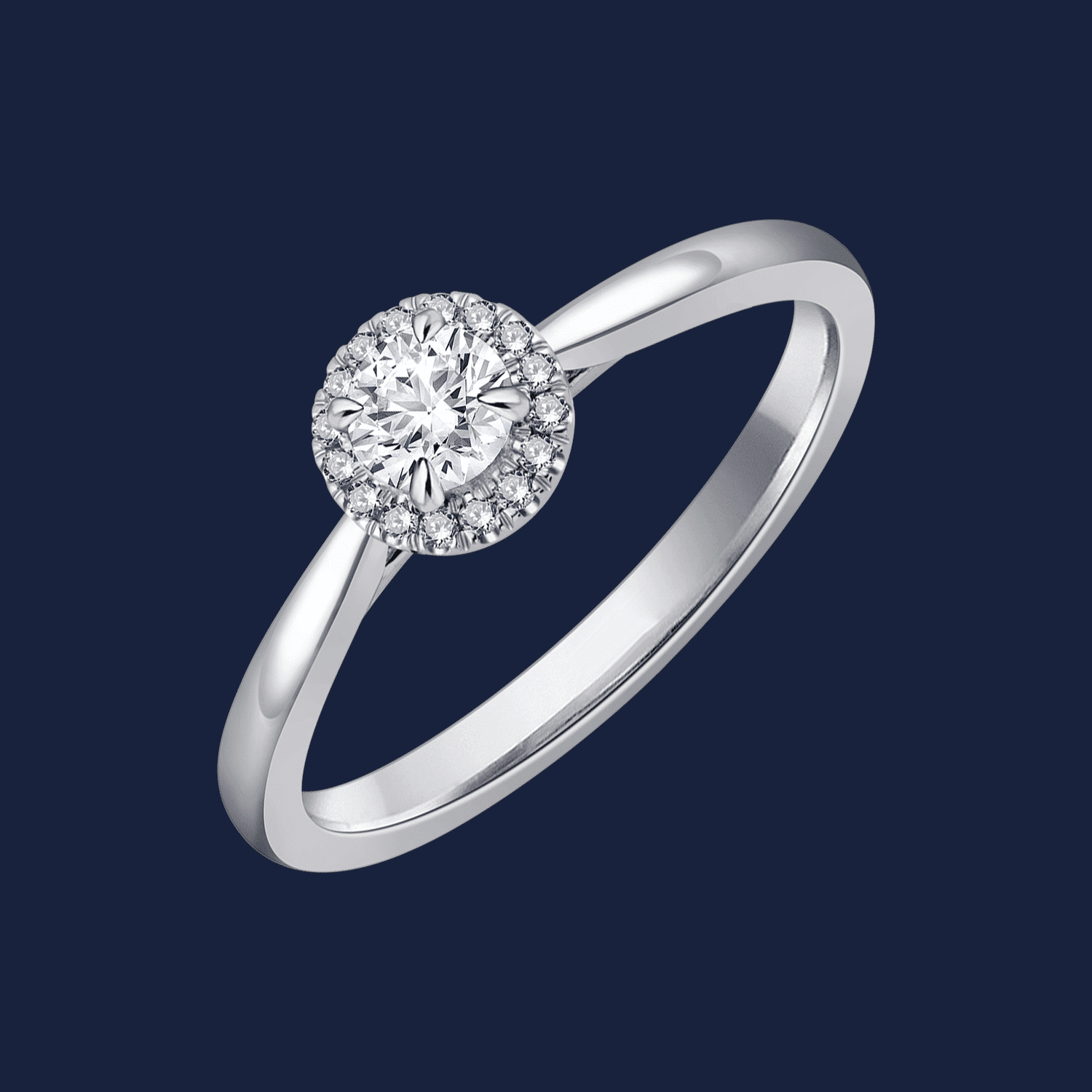 Cathedral Halo Pinched Round Ring