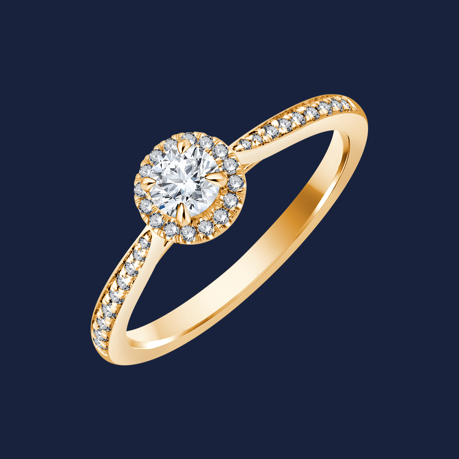 Micro Cathedral Halo Pinched Round Ring