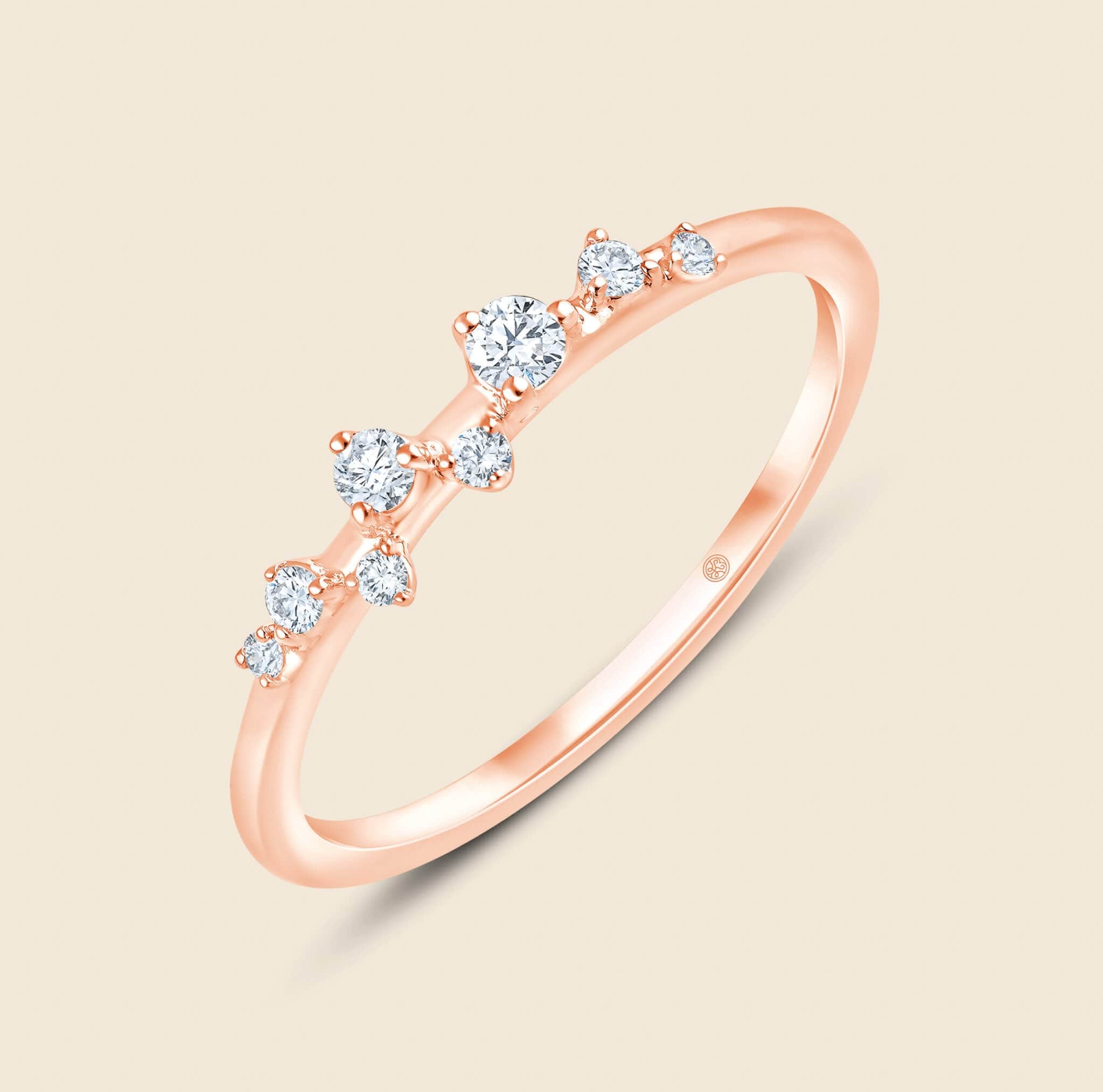 wüstenstaubkörnerartiger Diamantenring in 14k Rosegold