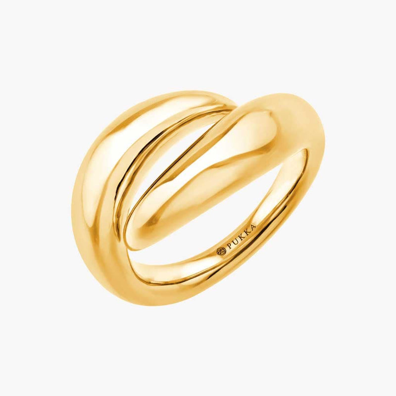 klobiger Ring dessen Enden ineinander übergehen in Gold